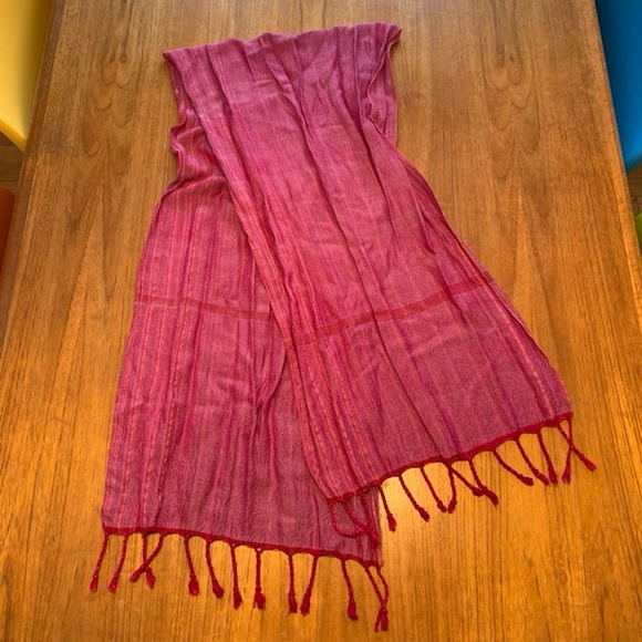 Pink cotton scarf. Measurements in photos. - Picture 2 of 3